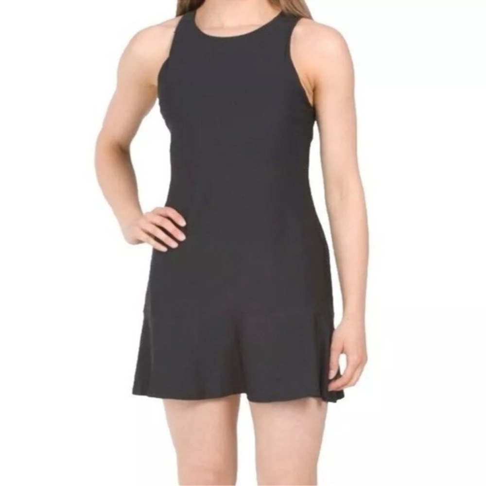 Black Etonic Brand Flounce Hem Active Dress Size Large NWT